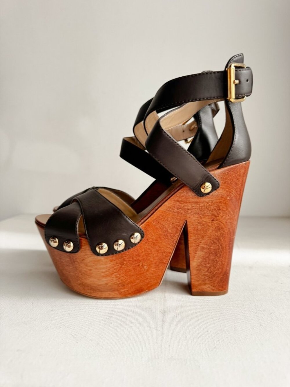 Giuseppe Zanotti High Platform Clog Heels Chocolate Brown Leather 39 - Picture 6 of 13